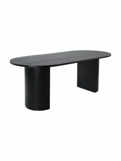 Table ovale noire plaquée chêne Bianca, 200 x 90 cm, larg. 200 x prof. 90 cm
