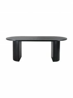 Table ovale noire plaquée chêne Bianca, 200 x 90 cm, larg. 200 x prof. 90 cm -Salle à manger Soldes Table ovale noire plaquee chene Bianca 200 x 90 cm 4