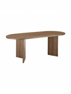Westwing Collection Table ovale plaqué noyer Joni, 200 x 90 cm, larg. 200 x prof. 90 cm