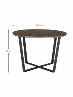 Table ronde aspect marbre Amble, Ø 110 cm, Ø 110 x haut. 75 cm -Salle à manger Soldes Table ronde aspect marbre Amble O 110 cm 2