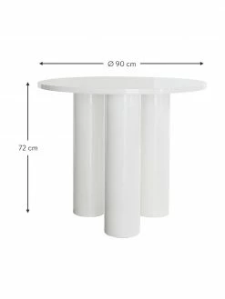 Table ronde blanc poli Colette, Ø 90 x haut. 72 cm -Salle à manger Soldes Table ronde blanc poli Colette 2