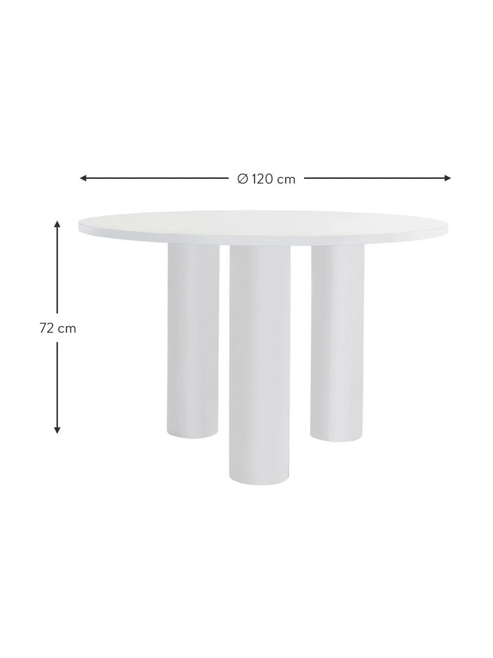 Table ronde blanche Colette, Ø 120 cm, Ø 120 x haut. 72 cm 5 Table ronde blanche Colette, Ø 120 cm, Ø 120 x haut. 72 cm – Image 3