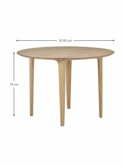Westwing Collection Table ronde bois de chêne massif Archie, Ø 110, Ø 110 x haut. 76 cm -Salle à manger Soldes Table ronde bois de chene massif Archie O 110 3