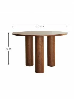Table ronde bois de noyer Colette, Ø 120 cm, Ø 120 x haut. 72 cm -Salle à manger Soldes Table ronde bois de noyer Colette O 120 cm 2