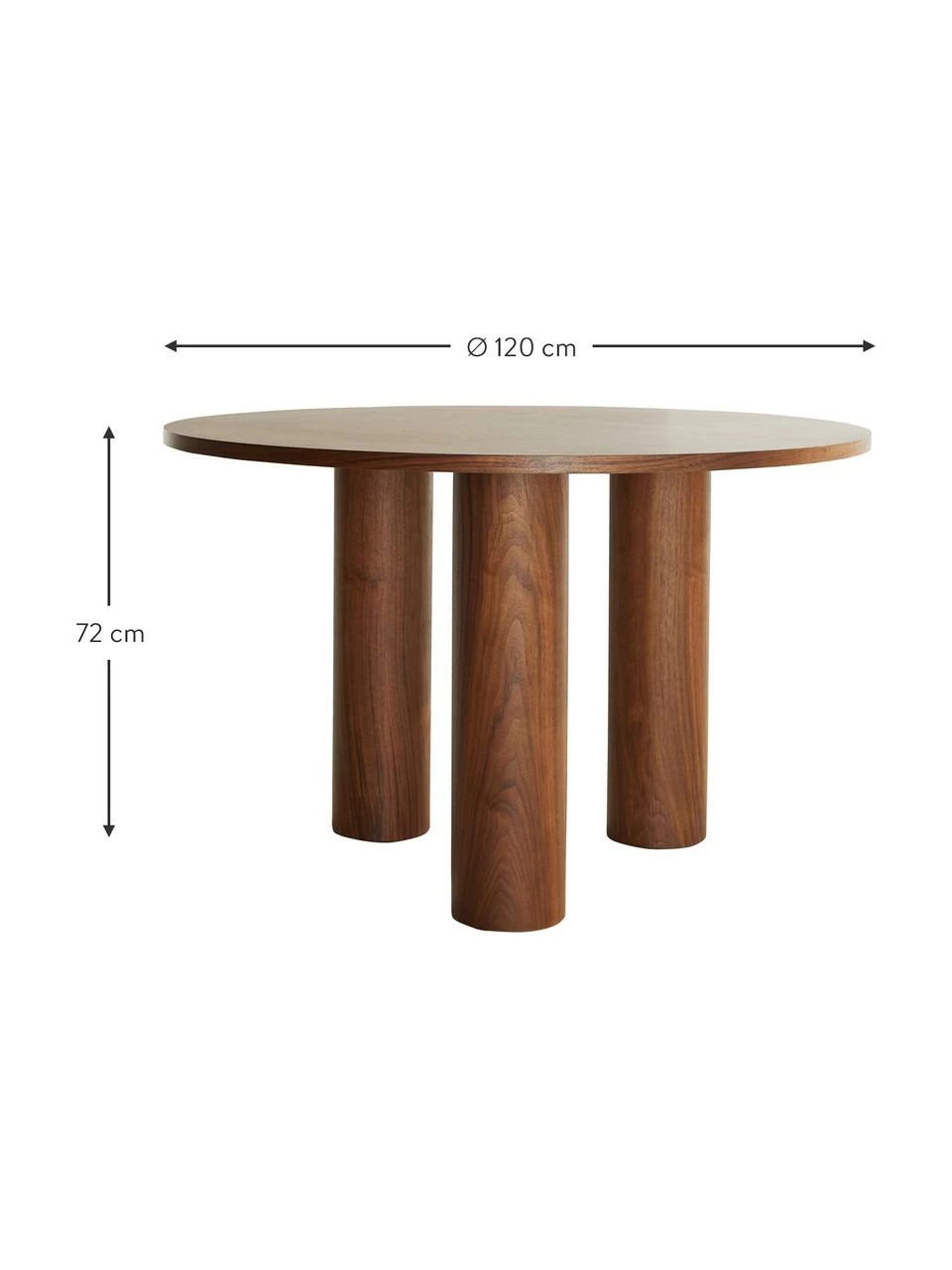 Table ronde bois de noyer Colette, Ø 120 cm, Ø 120 x haut. 72 cm 5 Table ronde bois de noyer Colette, Ø 120 cm, Ø 120 x haut. 72 cm – Image 3