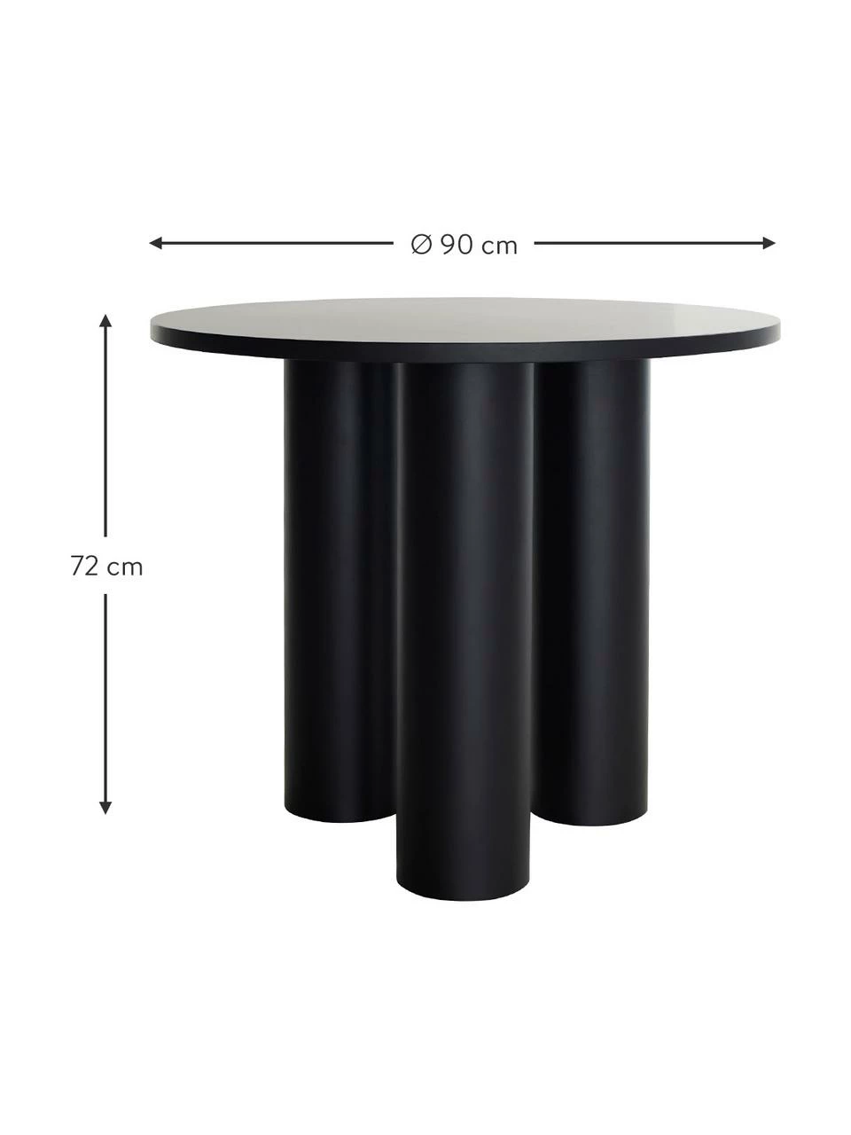 Table ronde noir mat Colette, Ø 90 x haut. 72 cm 5 Table ronde noir mat Colette, Ø 90 x haut. 72 cm – Image 3
