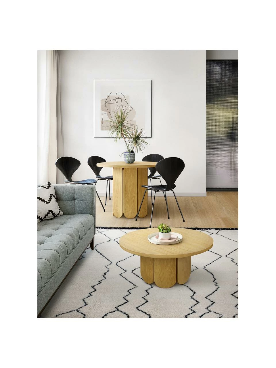 Woodman Table ronde placage en bois de chêne Soft, Ø 98 cm, Ø 98 x haut. 74 cm 4 Woodman Table ronde placage en bois de chêne Soft, Ø 98 cm, Ø 98 x haut. 74 cm – Image 2