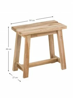 Tabouret bois de teck Lawas, larg. 50 x haut. 46 cm -Salle à manger Soldes Tabouret bois de teck Lawas 2