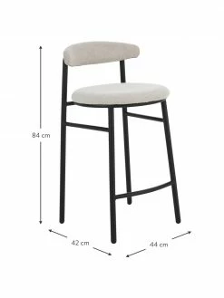 Tabouret de bar blanc crème Doggi, larg. 44 x haut. 84 cm -Salle à manger Soldes Tabouret de bar blanc creme Doggi 3