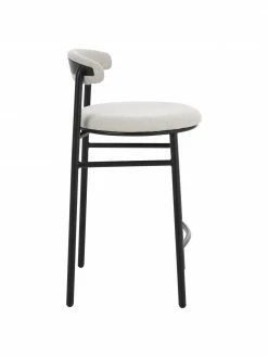 Tabouret de bar blanc crème Doggi, larg. 44 x haut. 84 cm -Salle à manger Soldes Tabouret de bar blanc creme Doggi 4