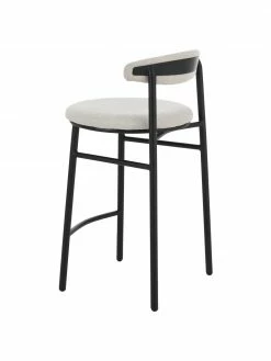 Tabouret de bar blanc crème Doggi, larg. 44 x haut. 84 cm -Salle à manger Soldes Tabouret de bar blanc creme Doggi 5