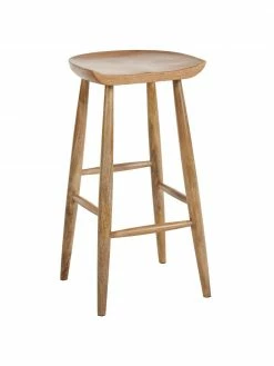 Westwing Collection Tabouret de bar bois de manguier Nino, larg. 40 x haut. 78 cm