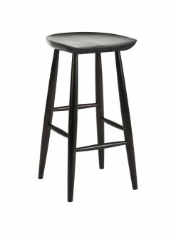 Westwing Collection Tabouret de bar bois de manguier noir Nino, larg. 40 x haut. 78 cm
