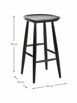 Westwing Collection Tabouret de bar bois de manguier noir Nino, larg. 40 x haut. 78 cm -Salle à manger Soldes Tabouret de bar bois de manguier noir Nino 4