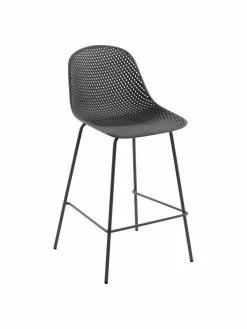 Tabouret de bar en métal gris foncé Quinby, larg. 48 x haut. 107 cmSeulement 1 produit disponible
