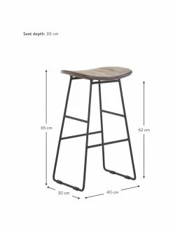 Tabouret de comptoir en teck et métalTangle, larg. 40 x haut. 65 cm -Salle à manger Soldes Tabouret de comptoir en teck et metalTangle 2