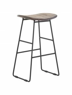 Tabouret de comptoir en teck et métalTangle, larg. 40 x haut. 65 cm