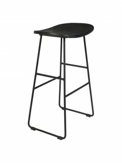 Tabouret de comptoir en teck noir Tangle, larg. 40 x haut. 65 cm