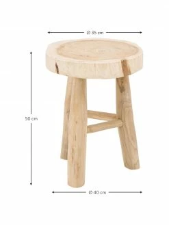 Tabouret rond bois de mungur Beachside, Ø 40 cm x haut. 50 cm -Salle à manger Soldes Tabouret rond bois de mungur Beachside 2
